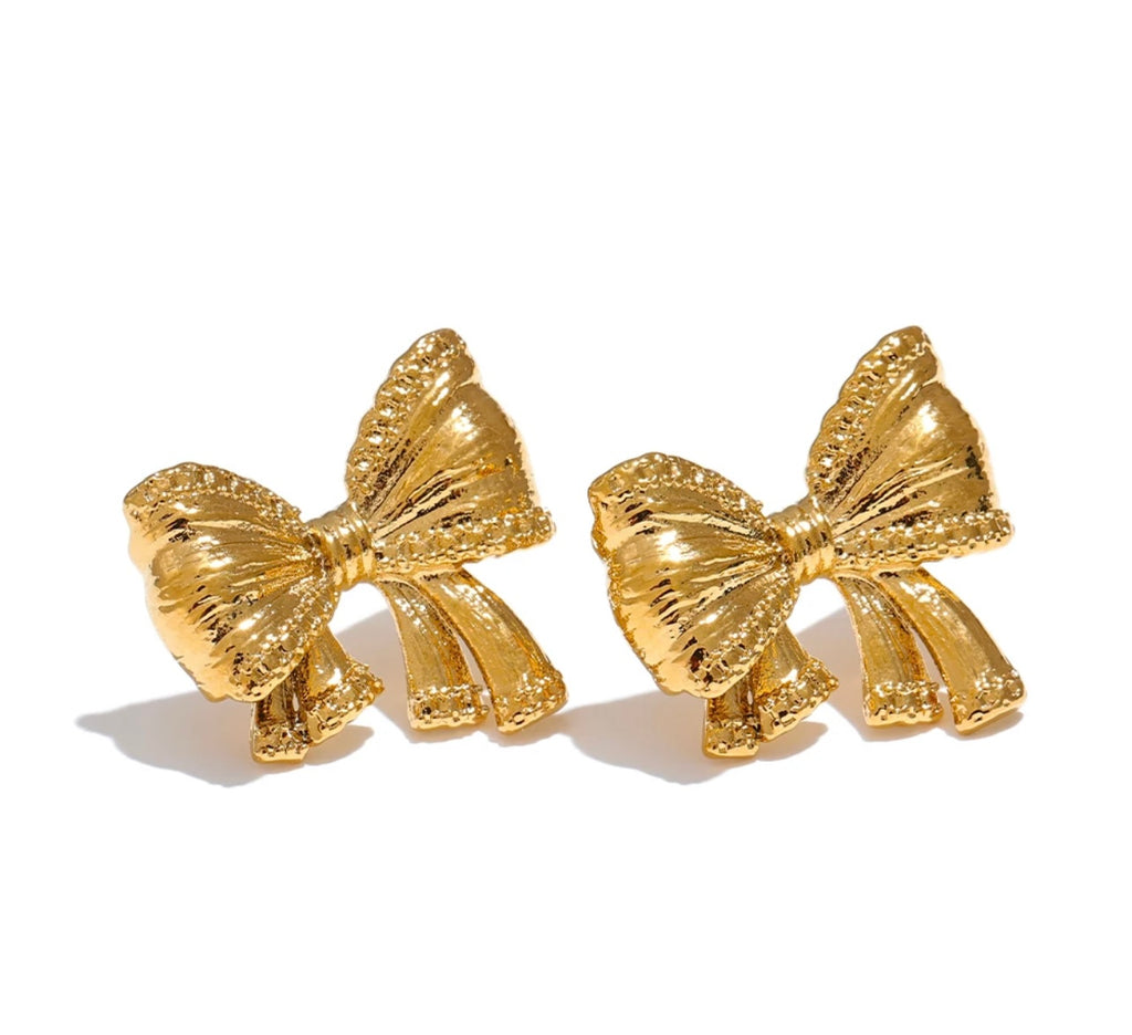 sydney bow earrings | gold